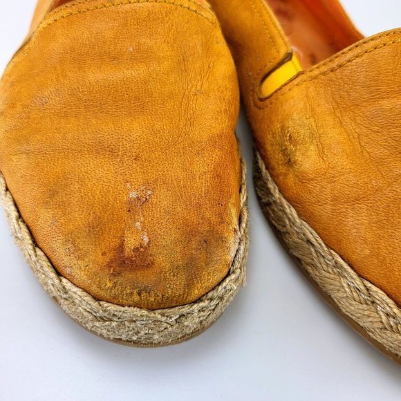 STUART WEITZMAN Orange Espadrille Slip-on Flats 8 Beige Suede Leather Sneakers - Picture 7 of 14
